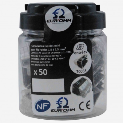 EUR’OHM – Borne de connexion 8 trous x50 – 70058